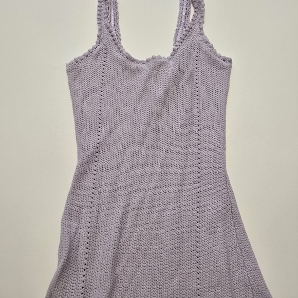 Adam Lippes Crochet Midi Casual dress Square neck Sleeveless Size L - Picture 4 of 11